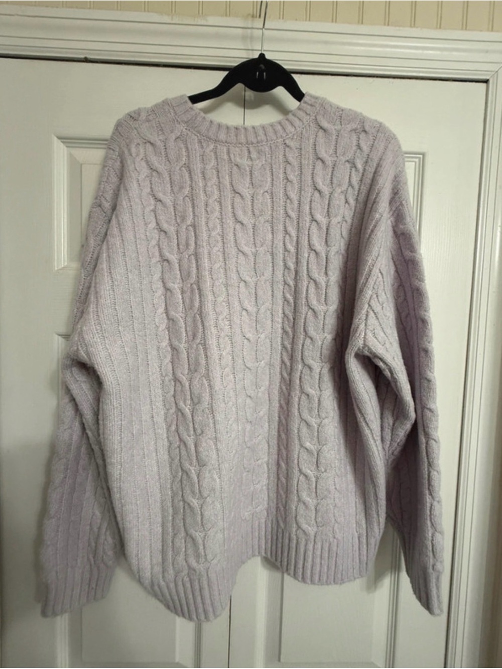 Hollister Men's Cable Knit Crewneck Sweater in Light Lavender